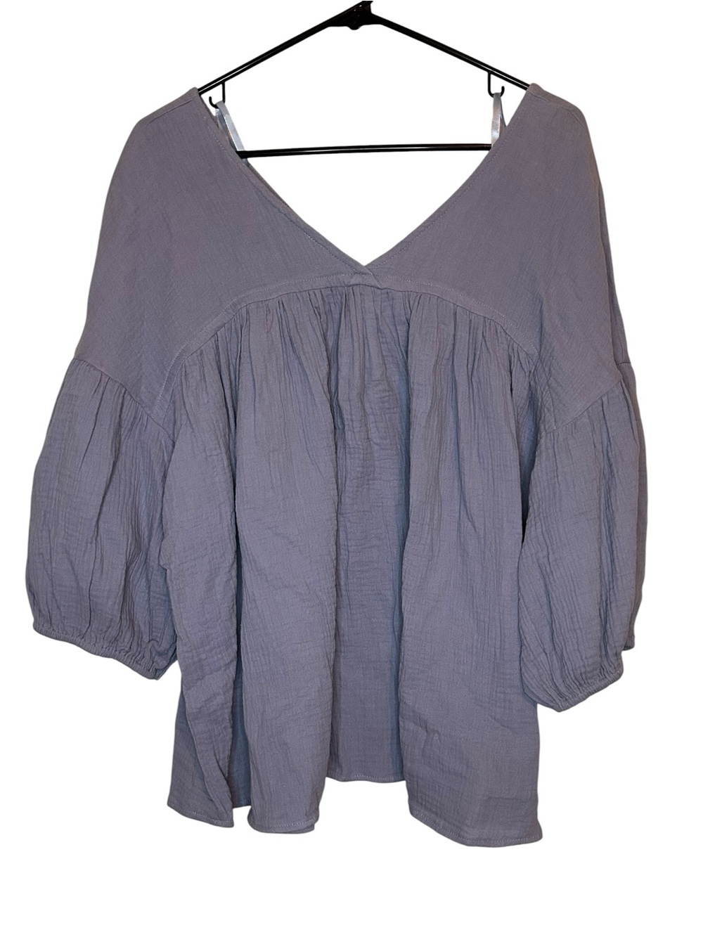 Ces Femme Dusty Lavender V-Neck Peasant Blouse